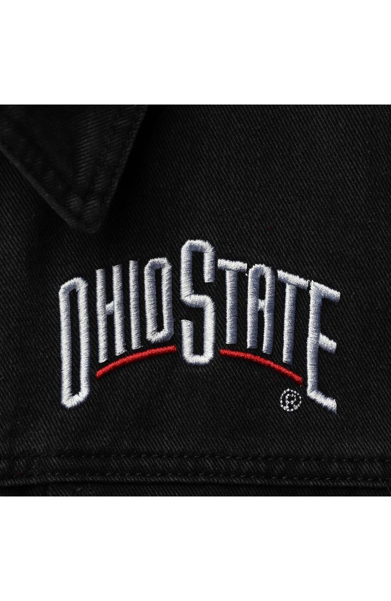 THE WILD COLLECTIVE Women's The Wild Collective Black/Scarlet Ohio State Buckeyes Denim Flannel Stitch Button-Up Shirt, Alternate, color, 