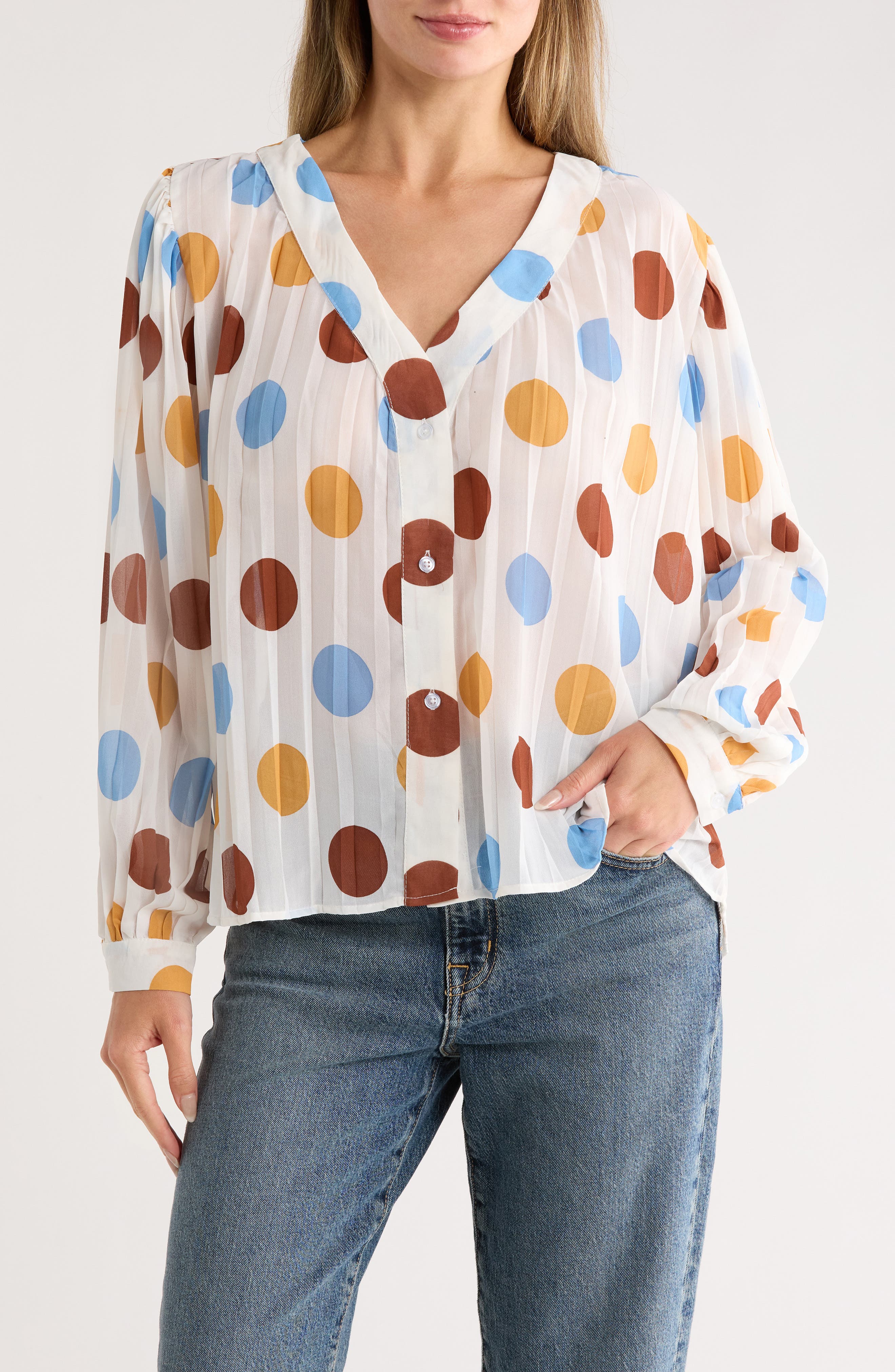 Forgotten Grace Polka Dot Button-Up Shirt