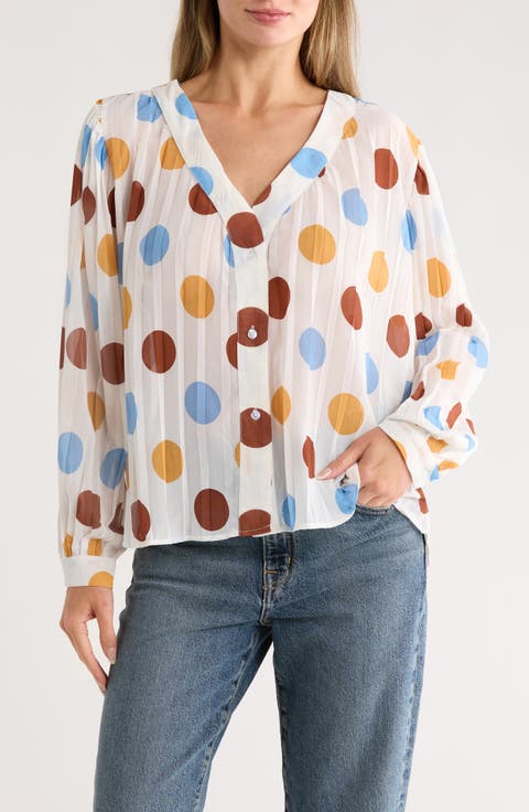 Polka Dot Button-Up Shirt