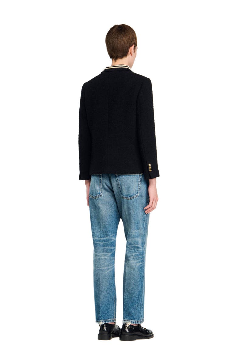 SANDRO Tweed jacket, Alternate, color, Black