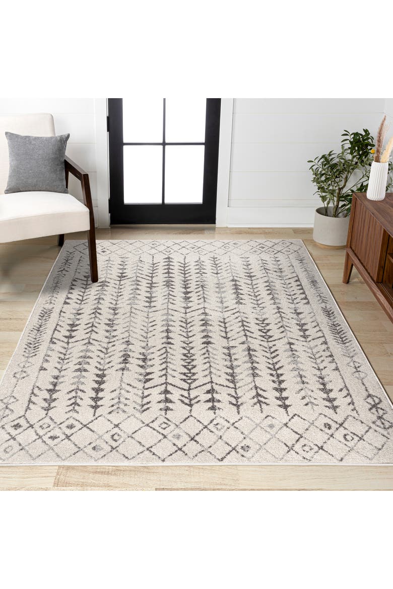 Ziri Moroccan Geometric Area Rug, Alternate, color, Cream/Gray