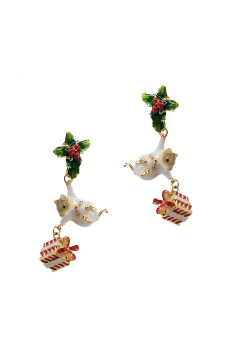 Bill Skinner Studio Christmas Mouse  Pendant & Earring Set, Alternate, color, Gold Plated
