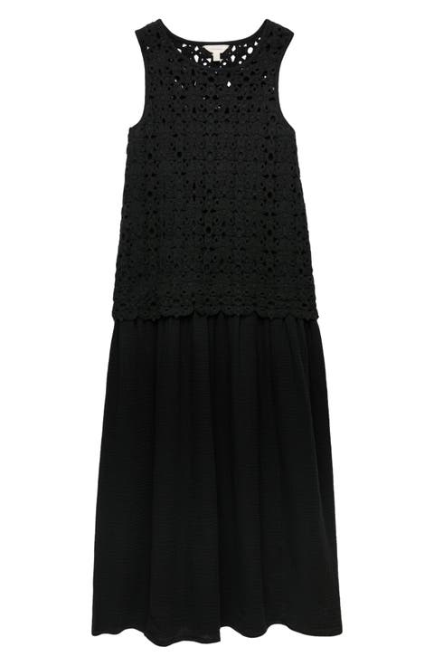 Crochet Double Cloth Sleeveless Maxi Dress