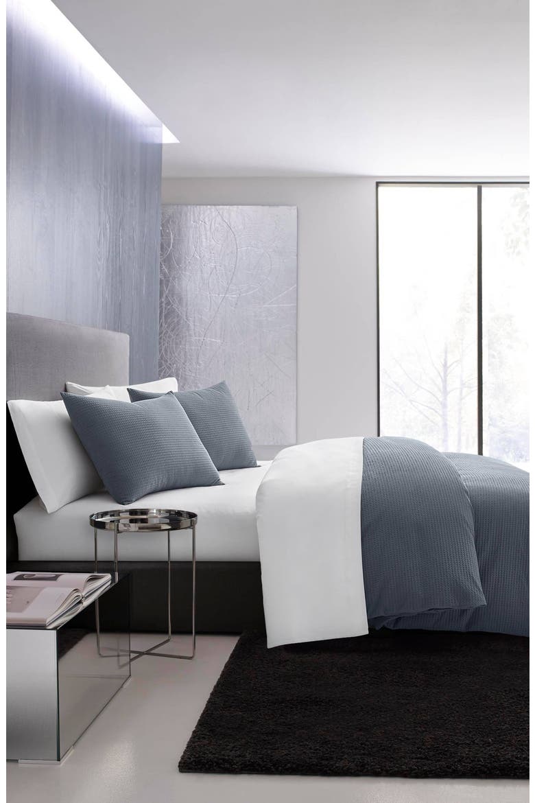 Waffle Piqué Duvet Cover & Sham Set, Main, color, MIDNIGHT BLUE