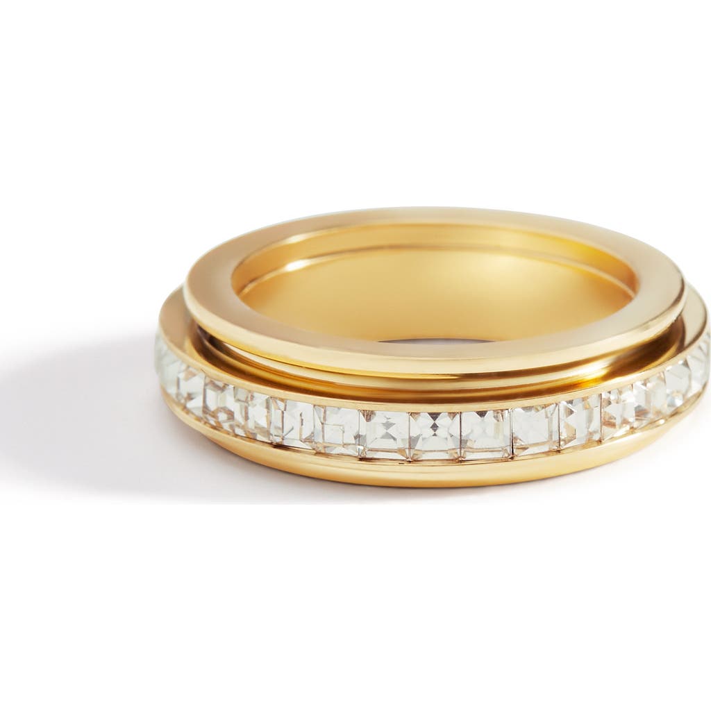Mint & Lily Crystal Statement Spinning Fidget Ring In Gold