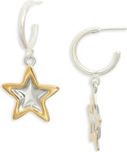 VIDAKUSH Duotone Star Charm Hoop Earrings