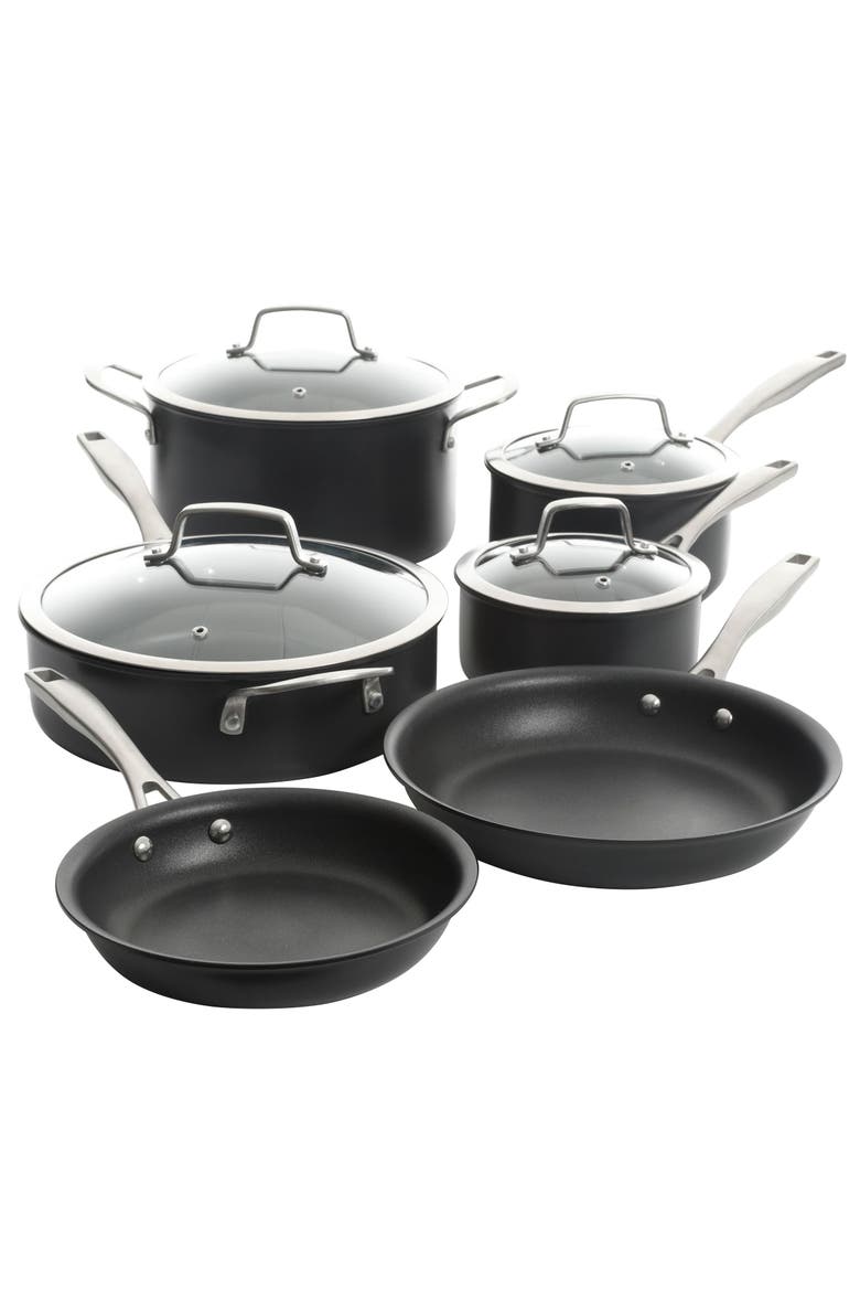 Arbor Heights 10 Piece Nonstick Aluminum Cookware Set, Main, color, Black