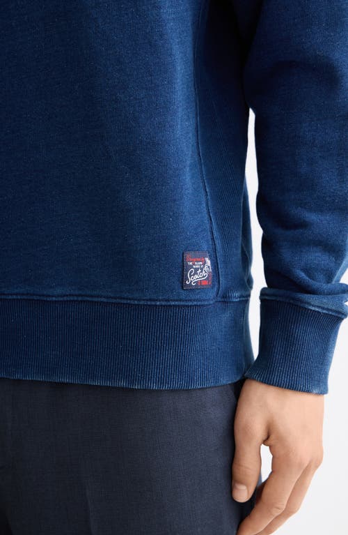 Scotch & Soda Indigo Cotton Crewneck Sweatshirt In Blue