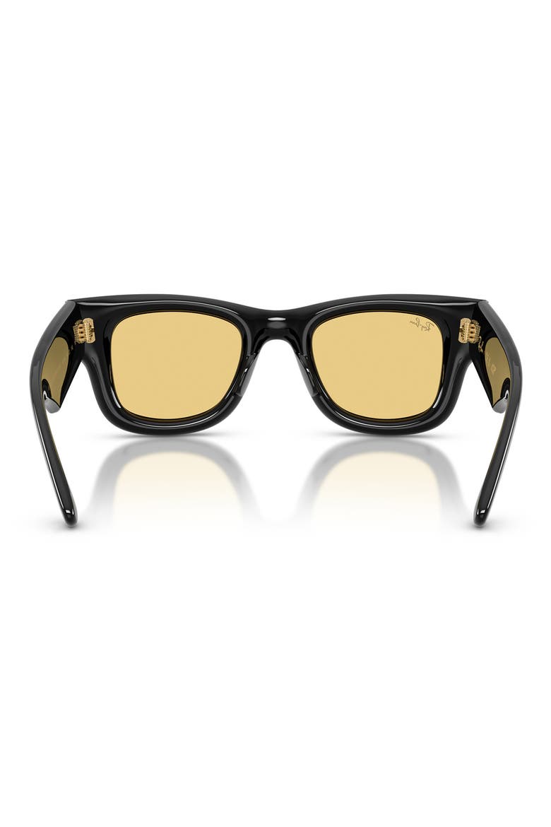 Wayfarer Puffer 47mm Square Sunglasses, Alternate, color, BLACK / YELLOW