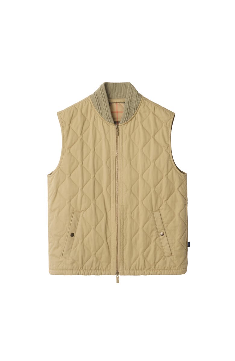 Burberry Quilted Gabardine Gilet, Alternate, color, Hamper Beige
