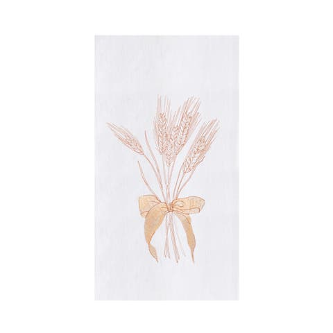 Autumn Fields Wheat Embroidered Cotton Flour Sack Dishtowel