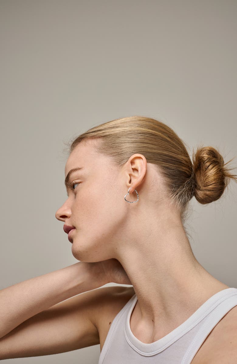 ENAMEL Copenhagen Organic Heart Medium Hoops, Alternate, color, Silver