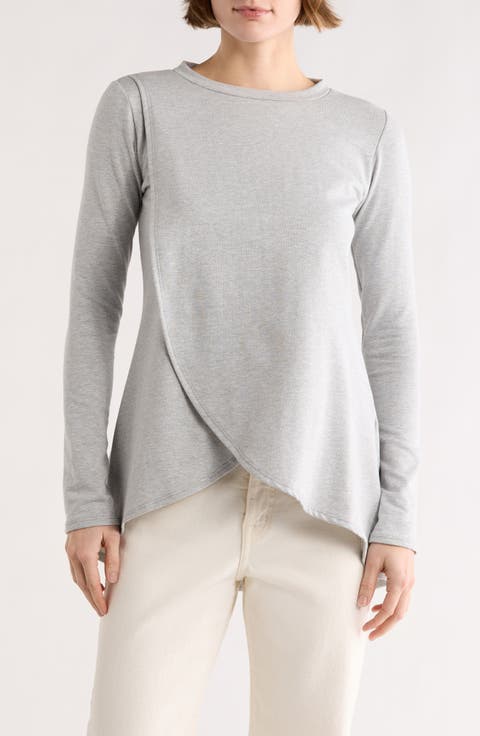 Long Sleeve Cross Hem Top