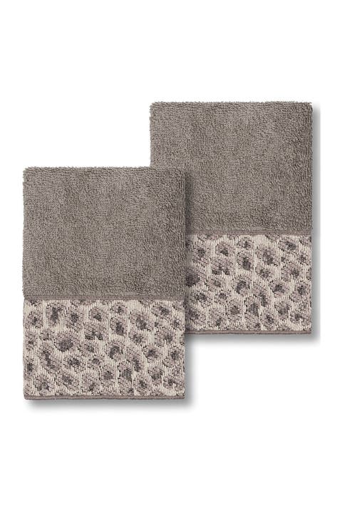 Spots Embellished Washcloth - Set of 2 - Dark Grey