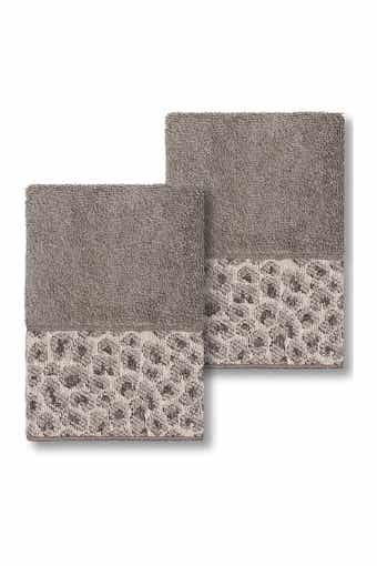 Linum Home Textiles Spots Embellished Washcloth - Set of 2 - Dark Grey