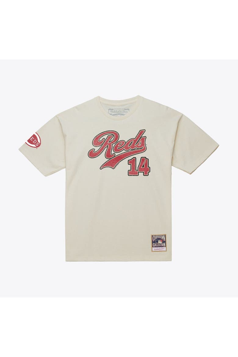 Men's Mitchell & Ness Pete Rose Cream Cincinnati Reds Cooperstown Collection Throwback Name & Number T-Shirt, Main, color, Cream