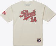 Mitchell & Ness Men's Mitchell & Ness Pete Rose Cream Cincinnati Reds Cooperstown Collection Throwback Name & Number T-Shirt