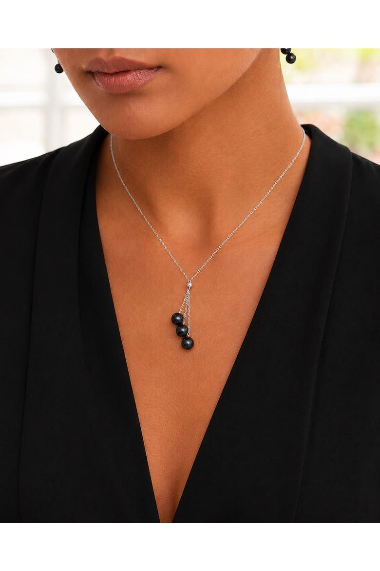 14K Gold Tahitian Pearl Tincup Cluster Pendant, Alternate, color, White Gold
