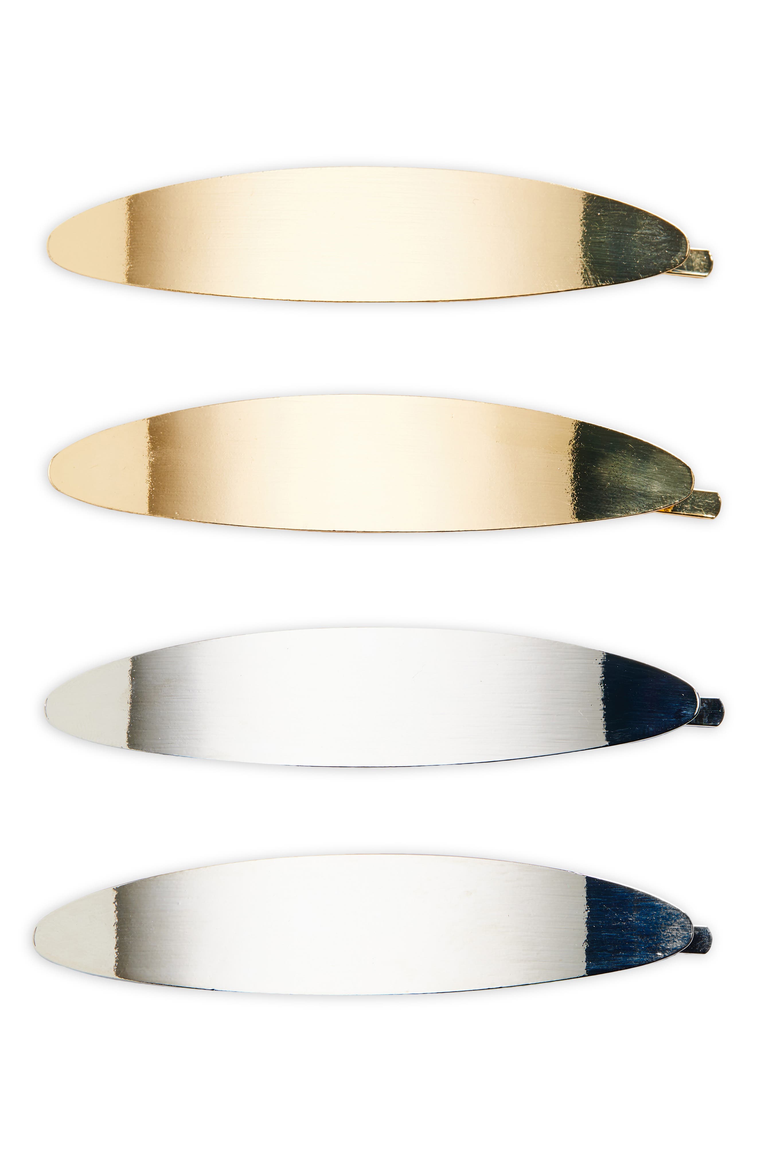Tasha 4-Pack Brushed Metal Plate Bobby Pins in Gold Silver 