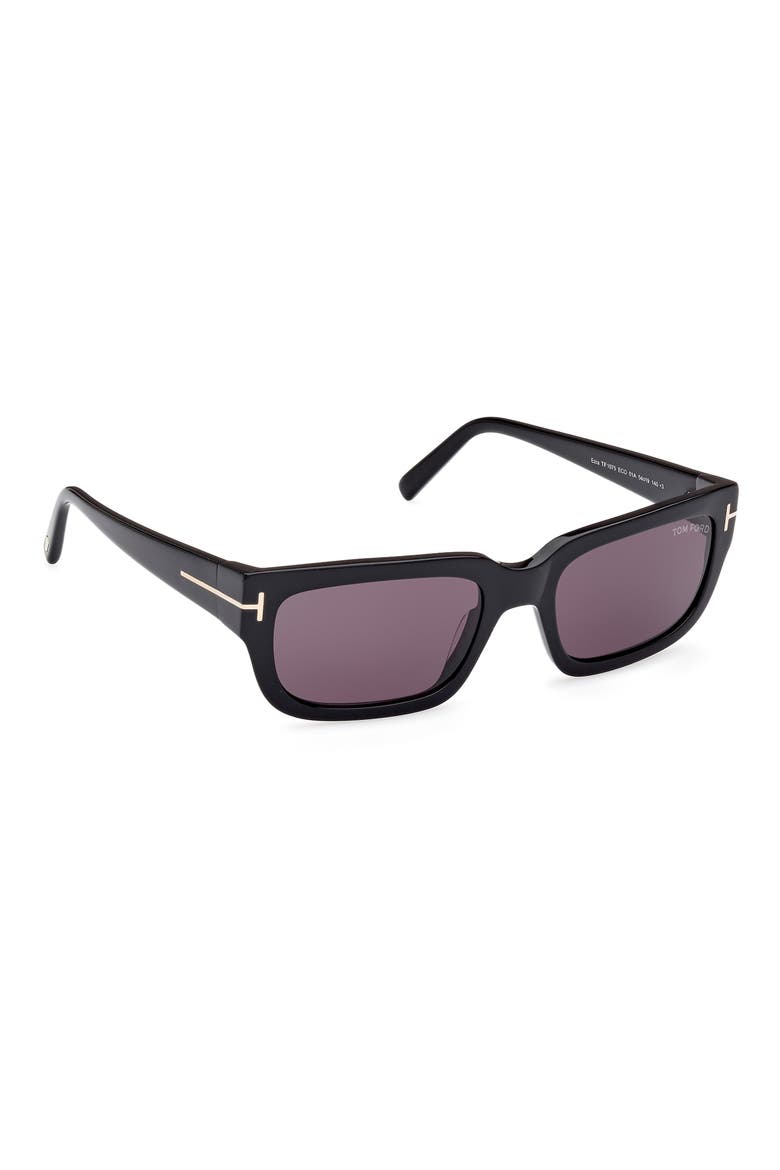 54mm Rectangular Sunglasses, Alternate, color, SHINY BLACK / SMOKE