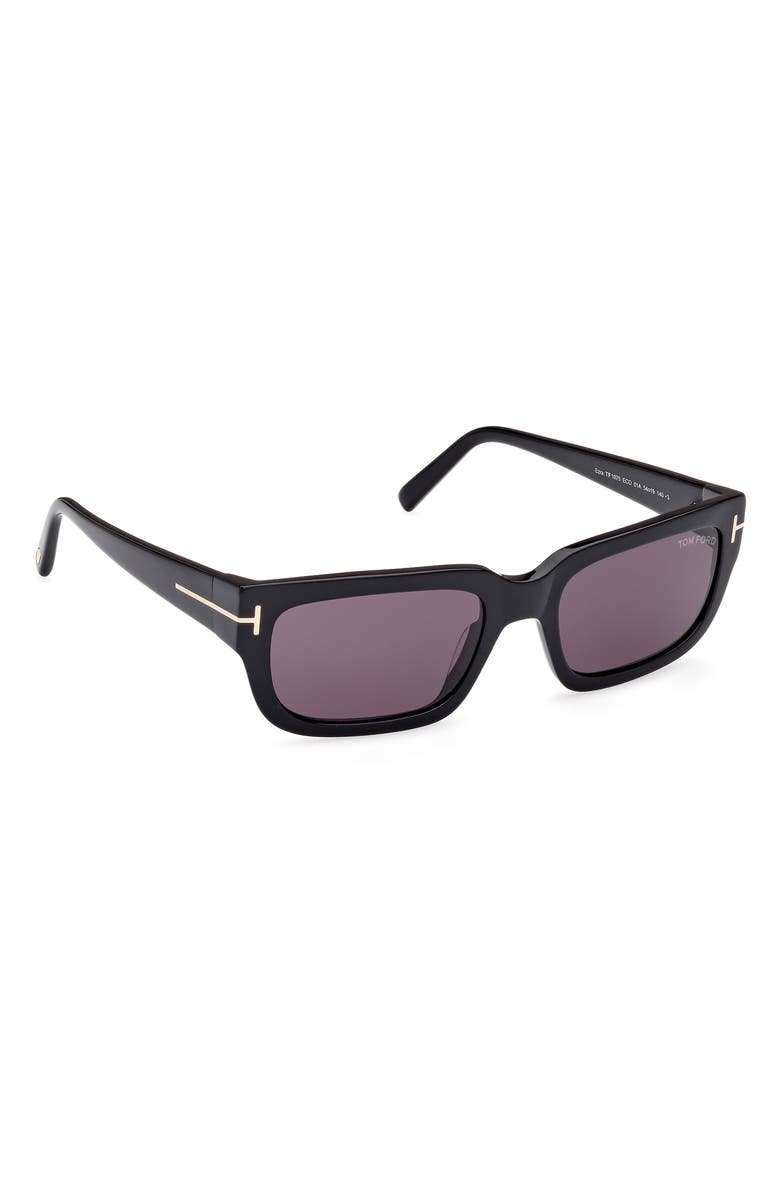 TOM FORD 54mm Rectangular Sunglasses, Alternate, color, Shiny Black / Smoke