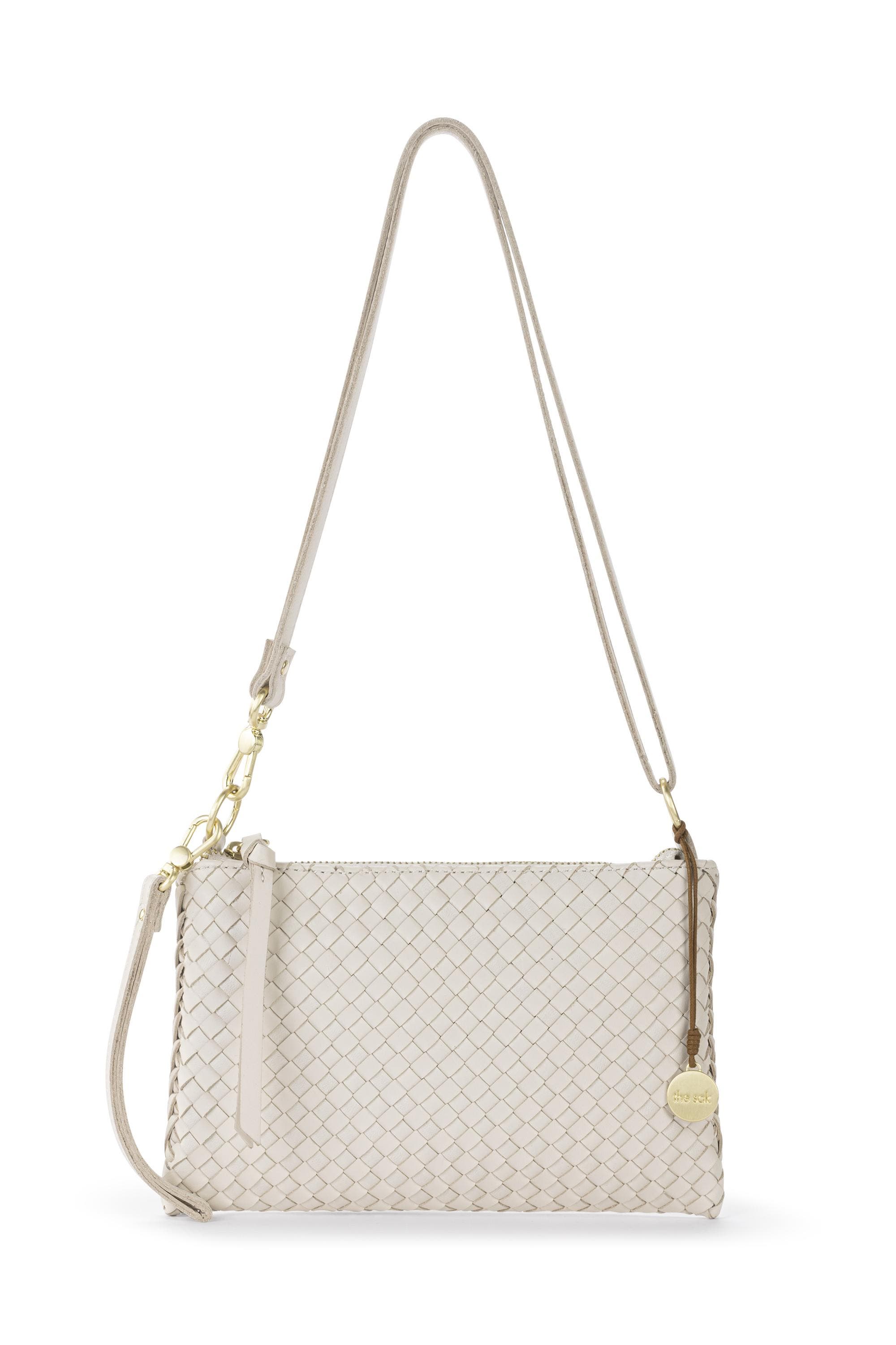 The Sak Vita Hand Woven Leather Crossbody Wristlet, Main, color, Stone Woven
