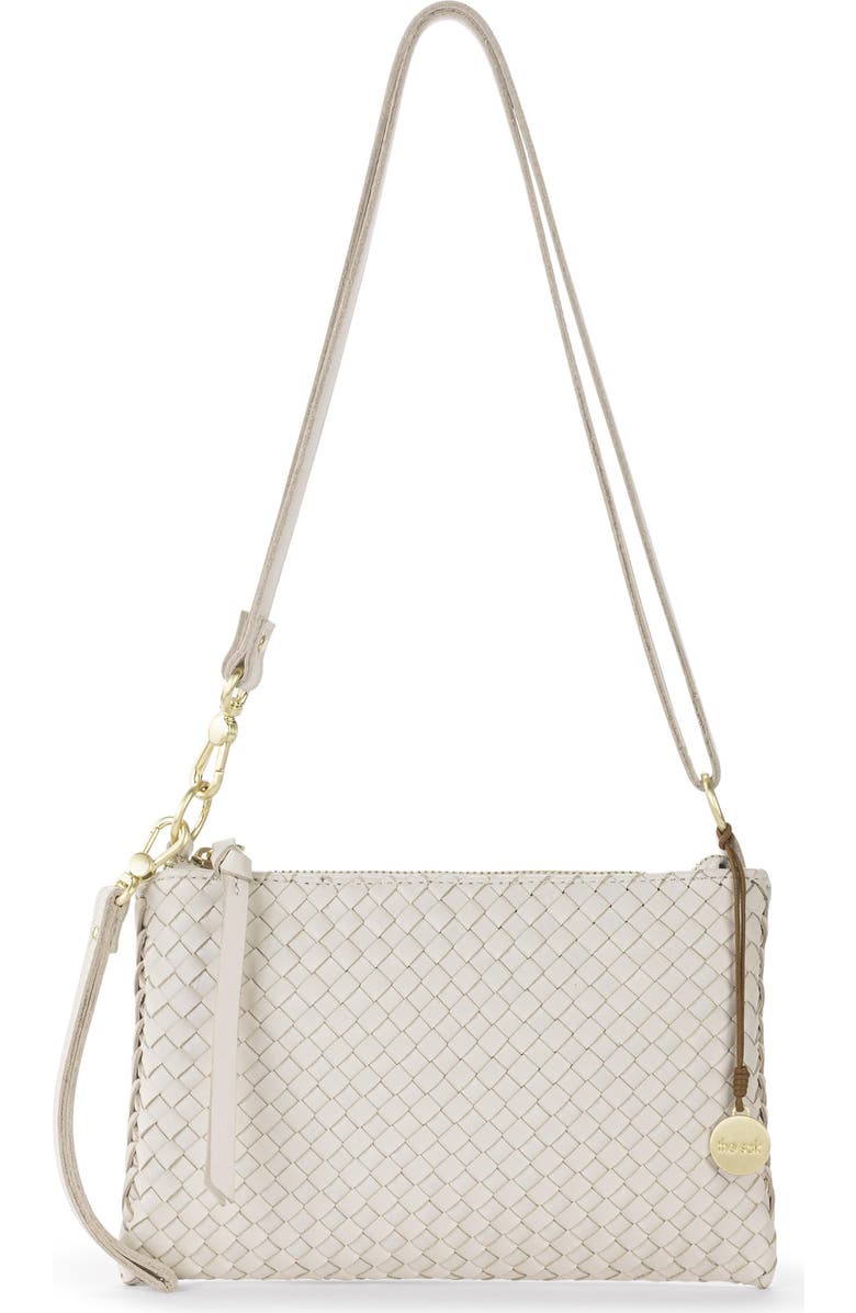 The Sak Vita Hand Woven Leather Crossbody Wristlet, Main, color, Stone Woven