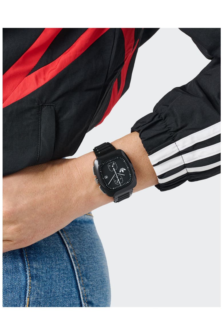 Retro Wave Two Chronograph Bio-Resin Strap Watch, 39mm, Alternate, color, BLACK