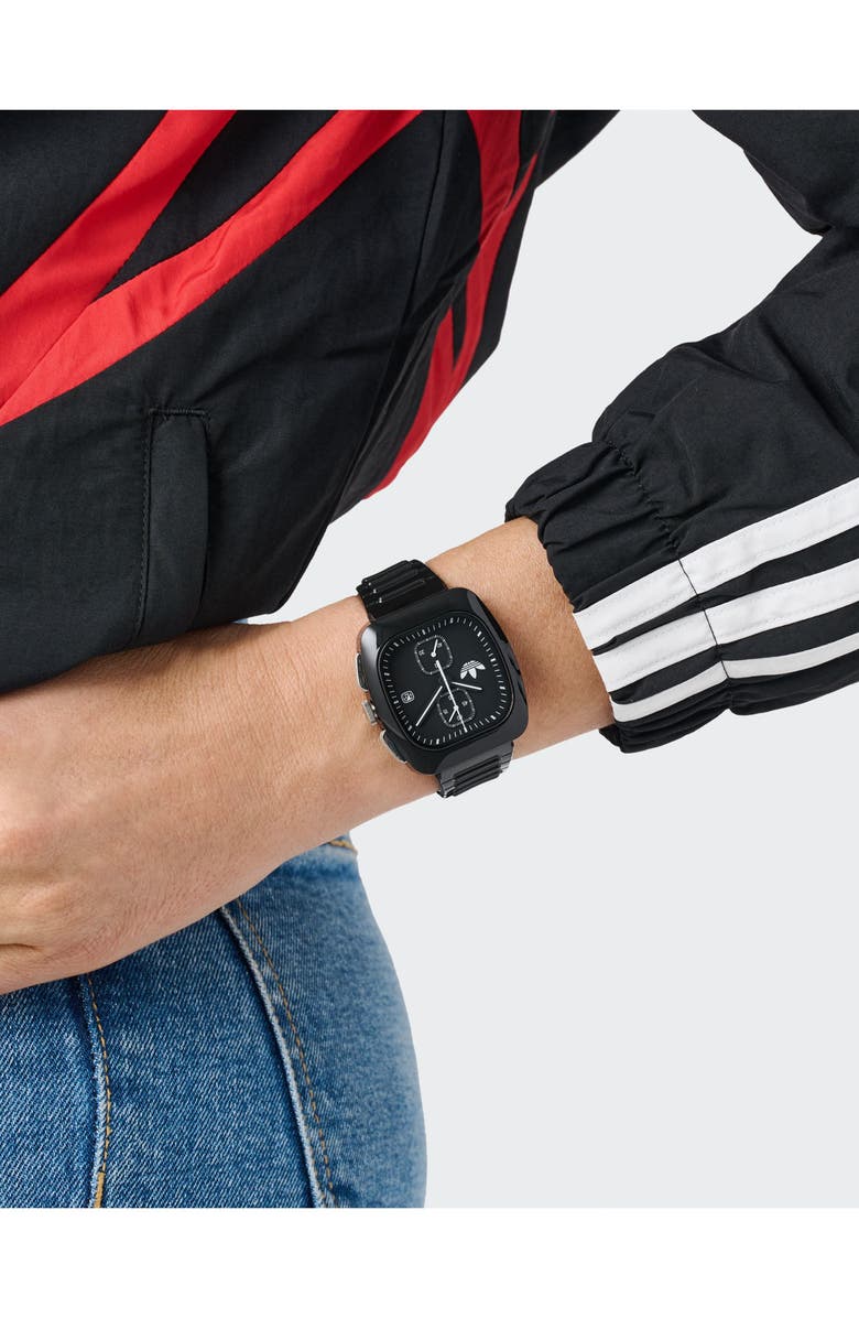 adidas Retro Wave Two Chronograph Bio-Resin Strap Watch, 39mm, Alternate, color, Black