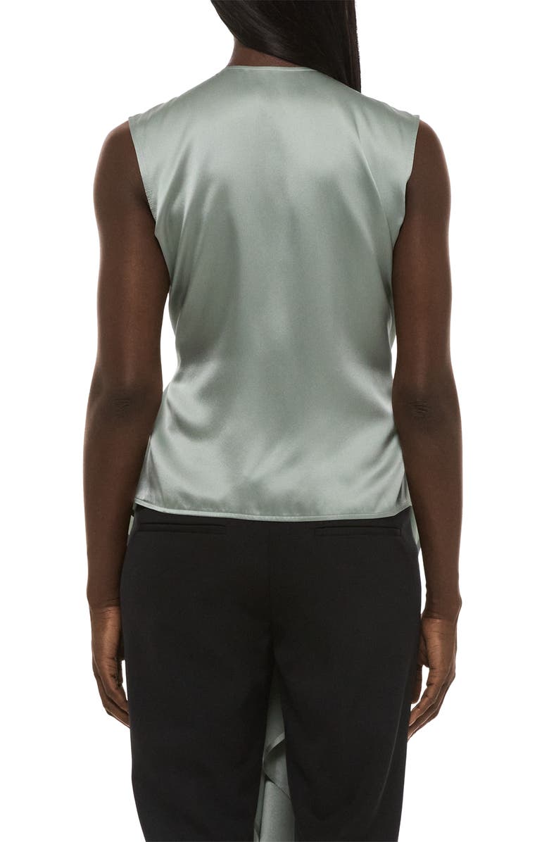 Helmut Lang Scarf Drape Detail Reversible Silk Top, Alternate, color, Aqua Gray