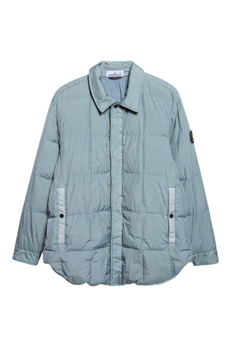 Water Repellent Down Puffer Shirt Jacket, Alternate, color, V002B BLUE ACCIAIO