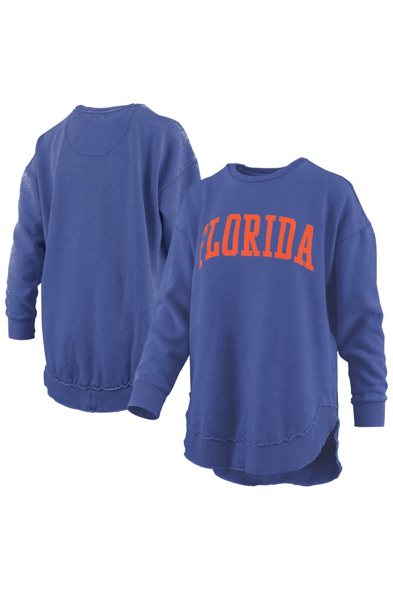 Women's Pressbox  Royal Florida Gators Melange Poncho Vintage Fleece Long Sleeve Pullover Sweatshirt, Alternate, color, Royal