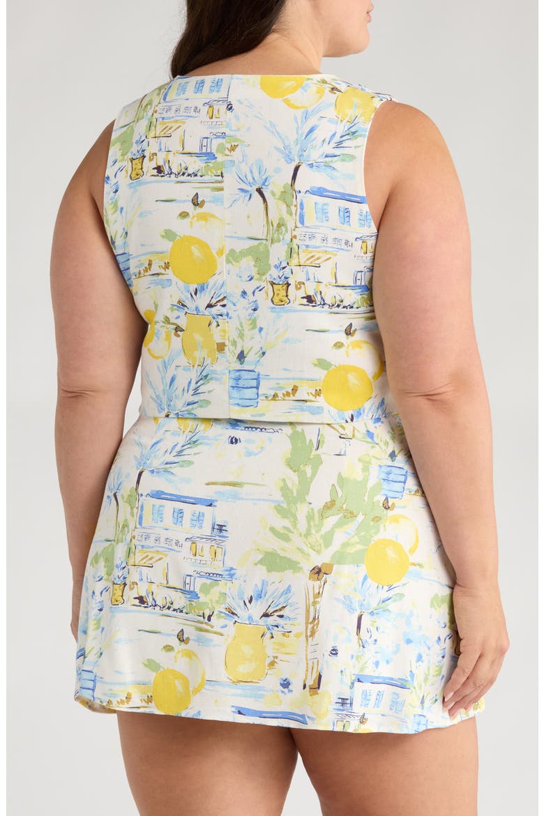 Kayri Print Vest, Alternate, color, IVORY/ BLUE