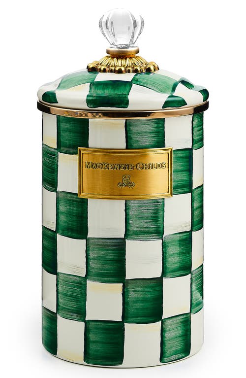 Mackenzie-childs Mackenzie Childs Emerald Check Large Enameled Steel Canister In Green