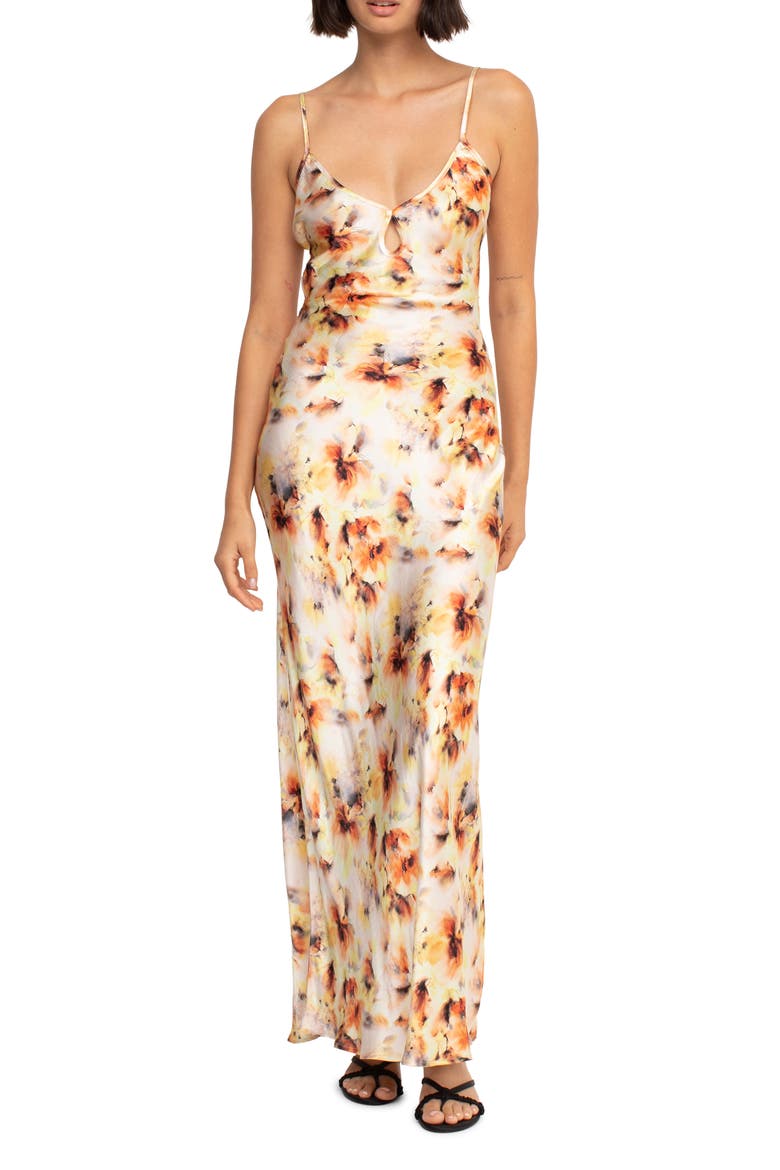 Cedar City Floral Satin Maxi Dress, Main, color, SUNSET FLORAL
