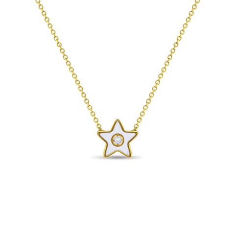 14k CZ Enamel Star Necklace