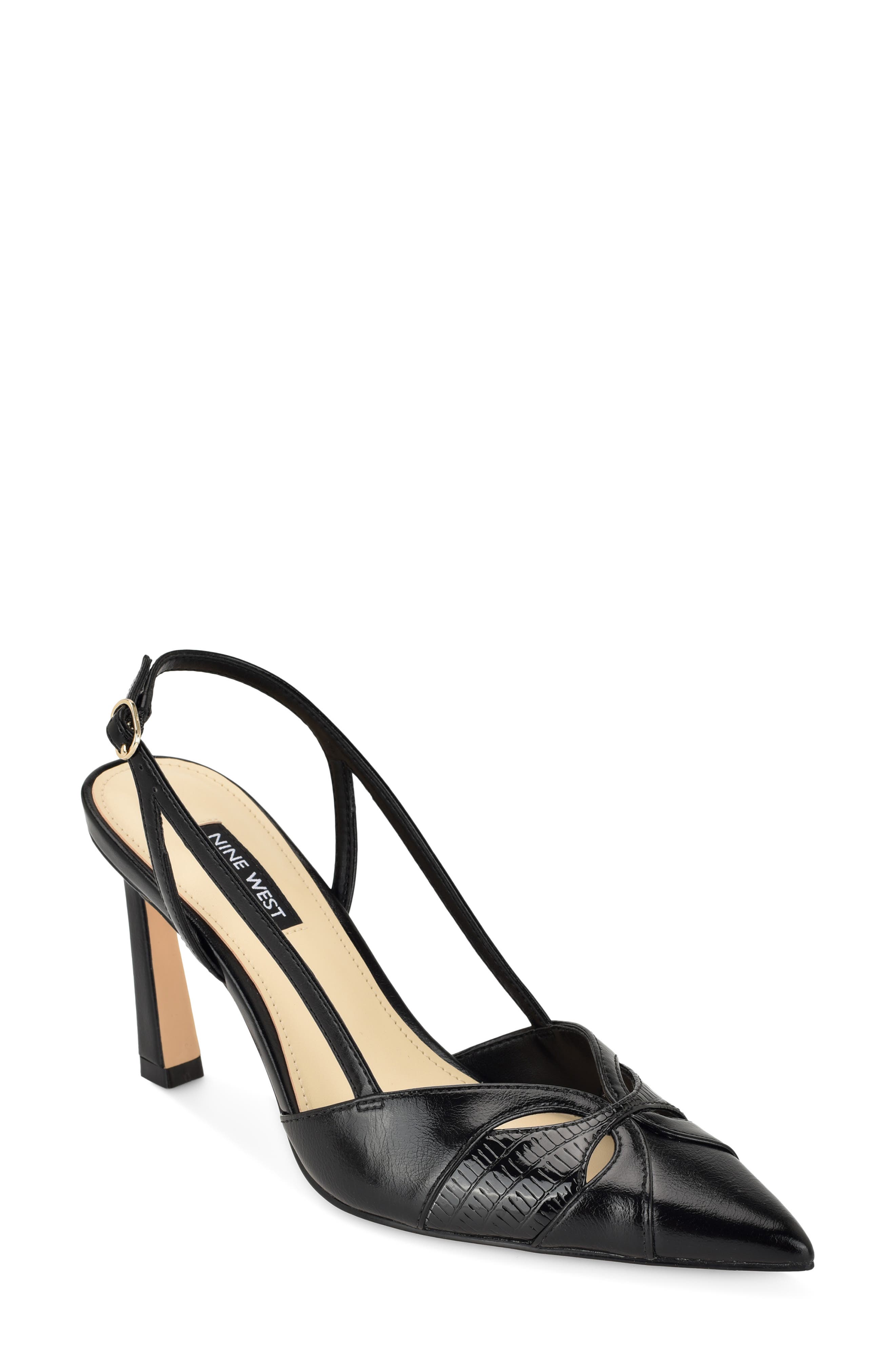 Darella Pointed Toe Slingback Pump, Main, color, BLACK