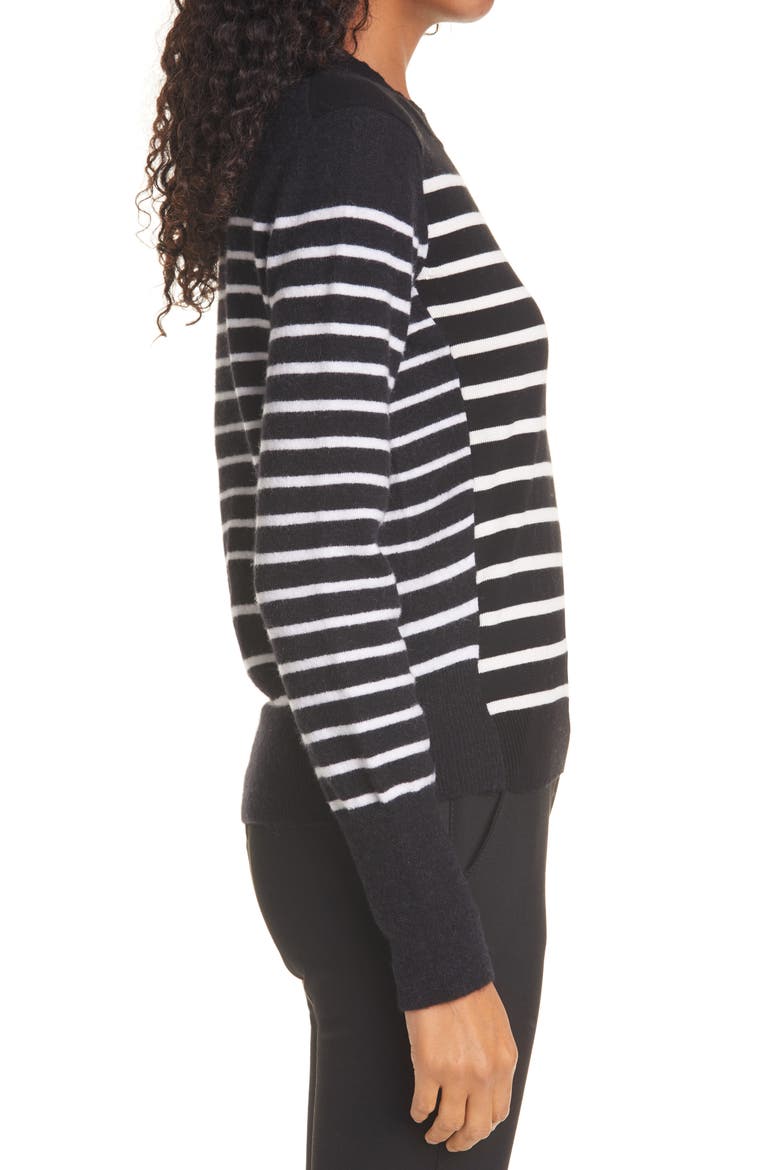 Stripe Crewneck Sweater, Alternate, color, BLACK/ WHITE