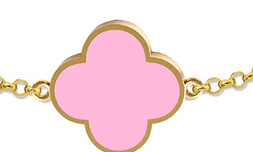 Gabi Rielle Clover Station Chain Bracelet In Gold/pink