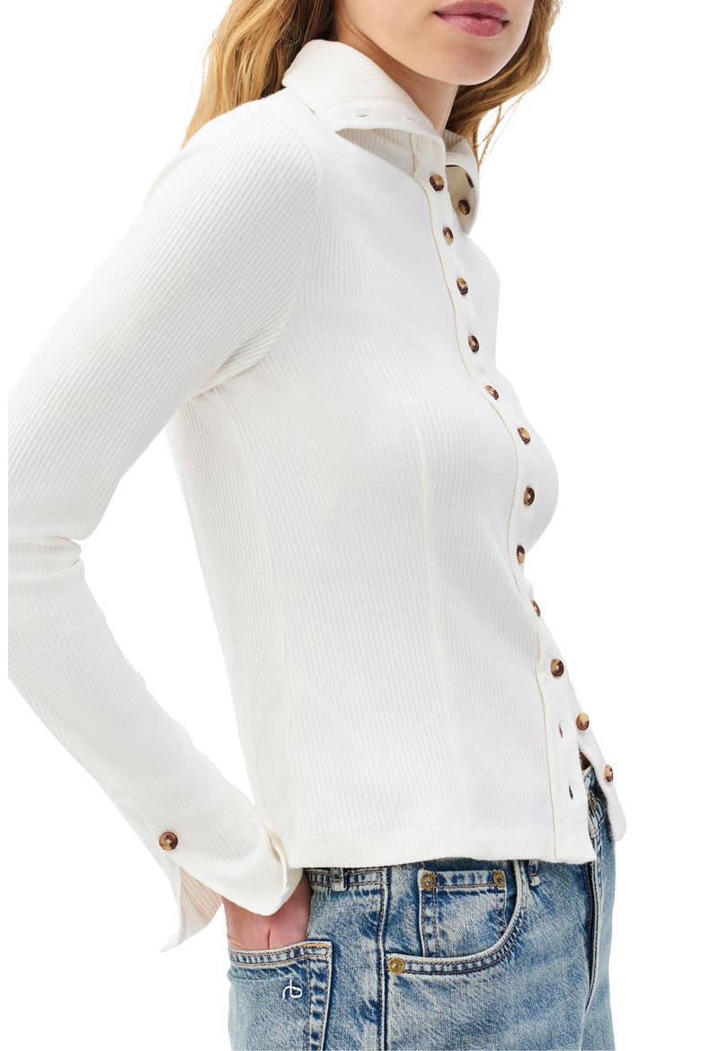 Rib Button-Up Cardigan, Alternate, color, IVORY