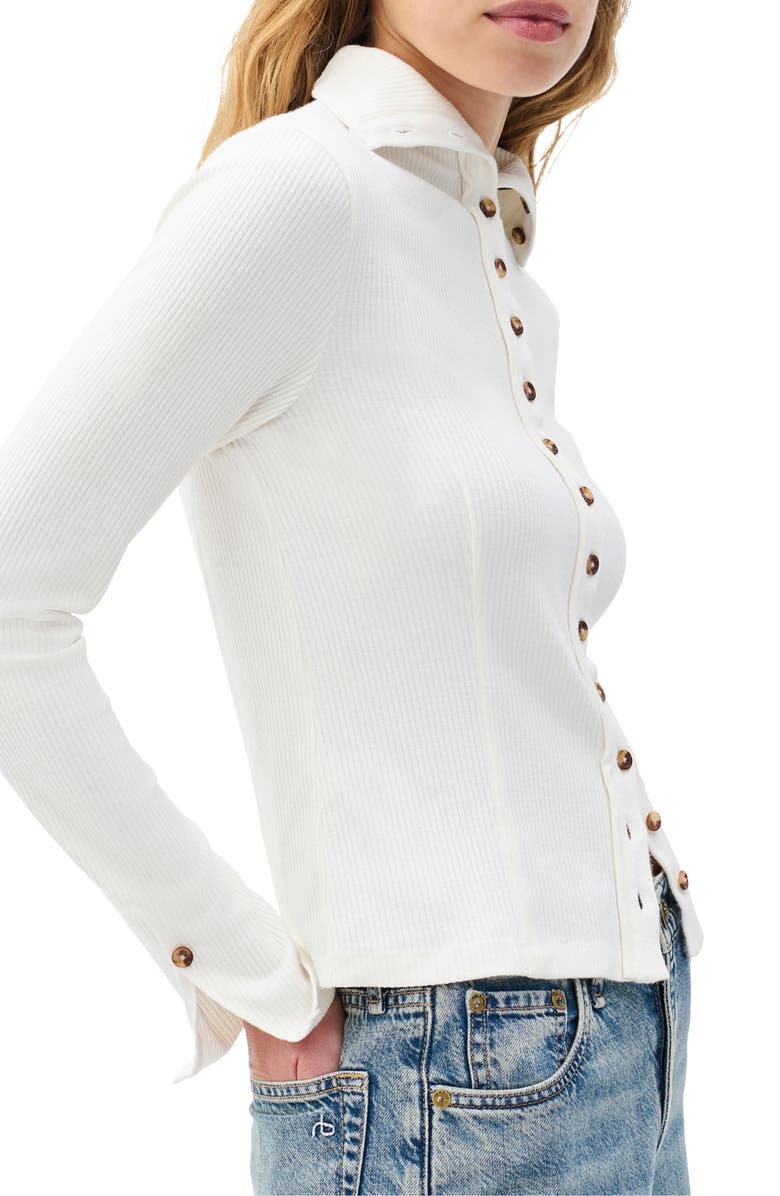 rag & bone/JEAN Rib Button-Up Cardigan, Alternate, color, Ivory