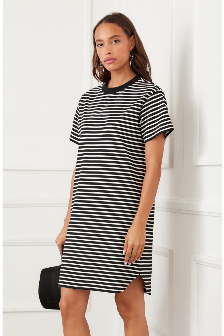 Stripe T-Shirt Dress, Alternate, color, BLACK/ IVORY
