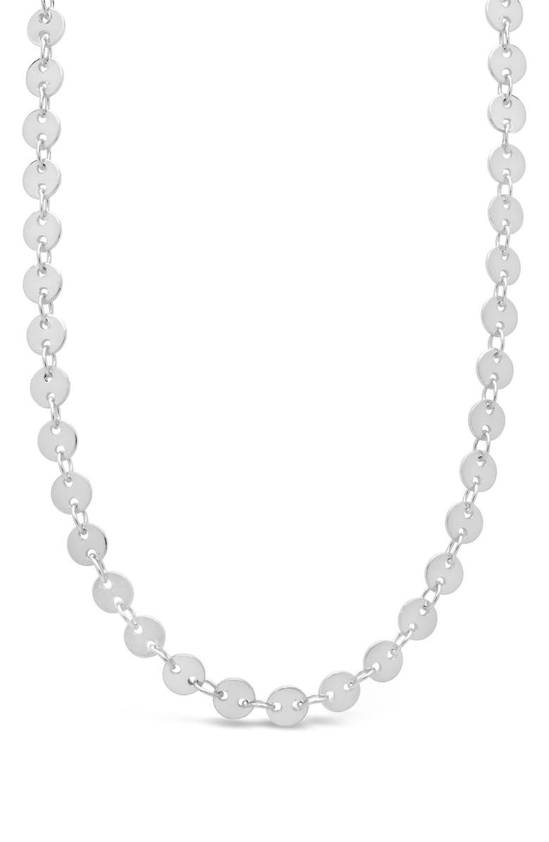 Sterling Forever 14K Rose Gold Plated Brass Disk Linked Necklace, Main, color, Silver