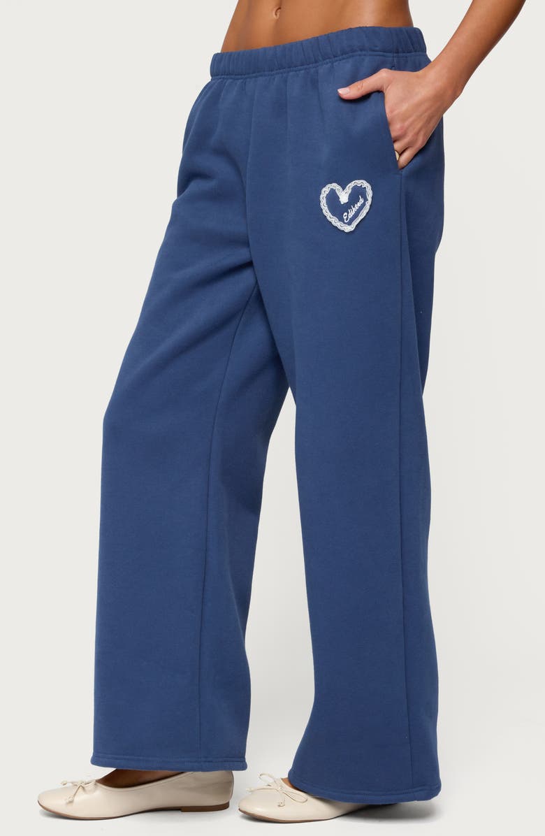 EDIKTED Love Edikted Wide Leg Sweatpants, Alternate, color, Navy