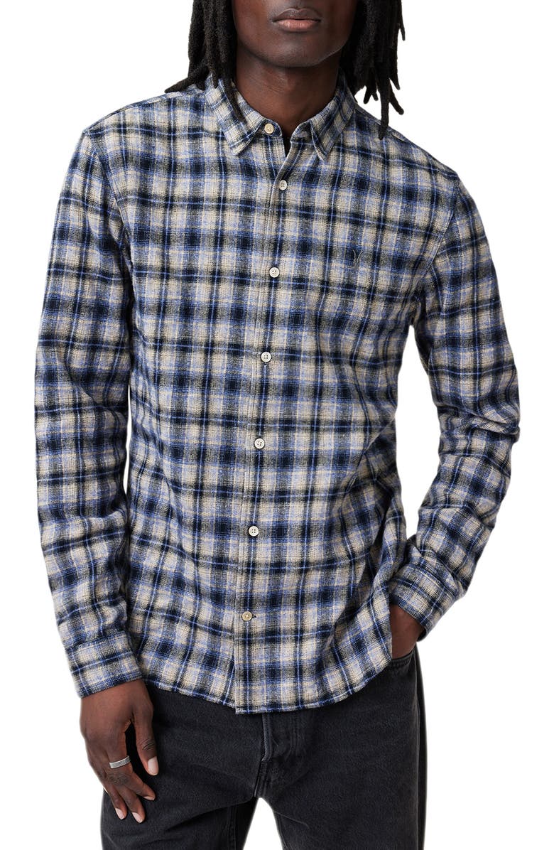 AllSaints Orin Plaid Long Sleeve Button-Up Shirt, Main, color, 