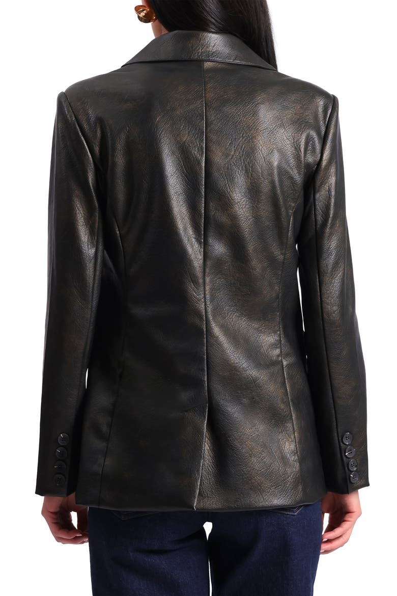 Faux Leather Blazer, Alternate, color, BLACK/ GOLD