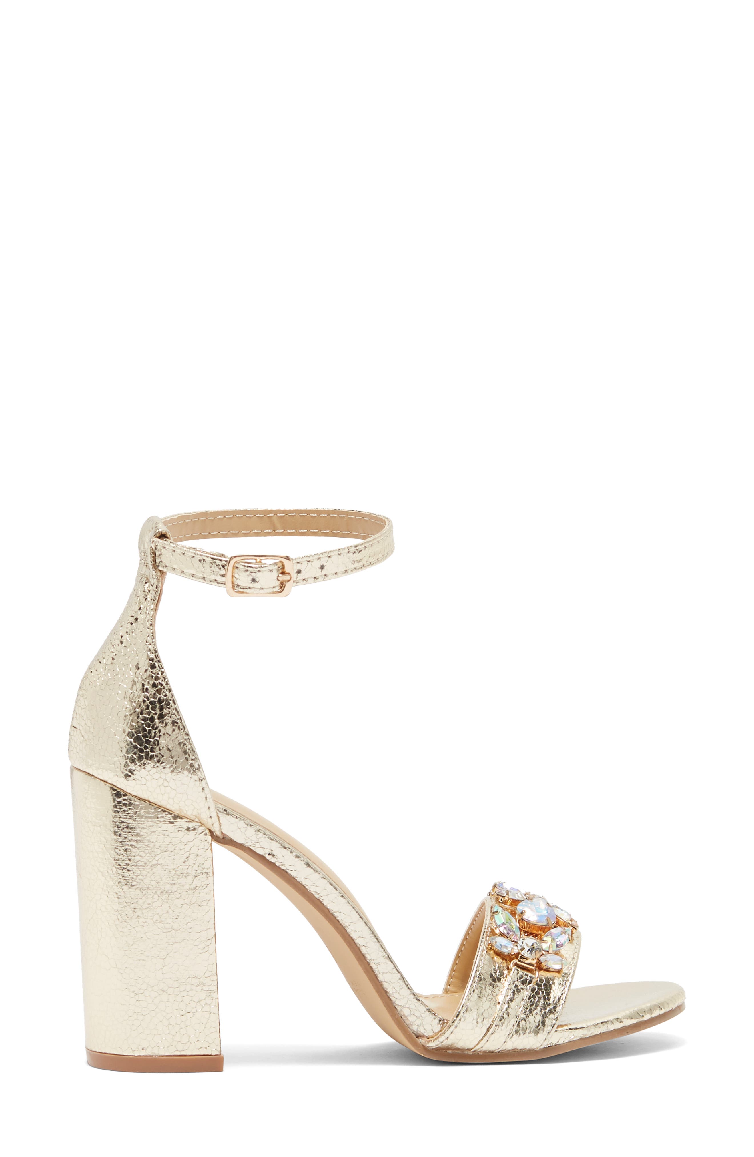Block Heel Jeweled Sandal, Alternate, color, GOLD