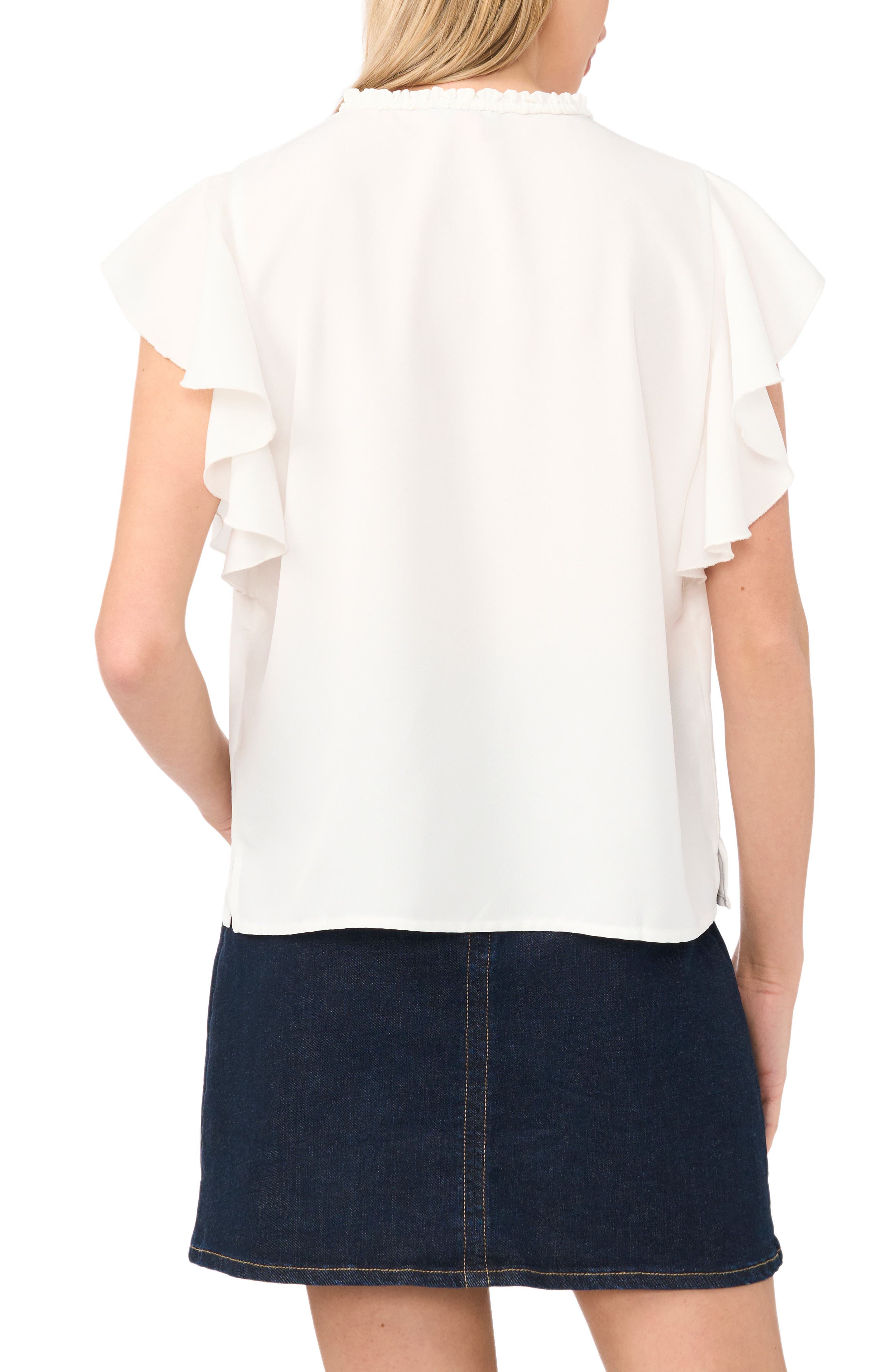Embroidered Ruffle Sleeve Top - image 2