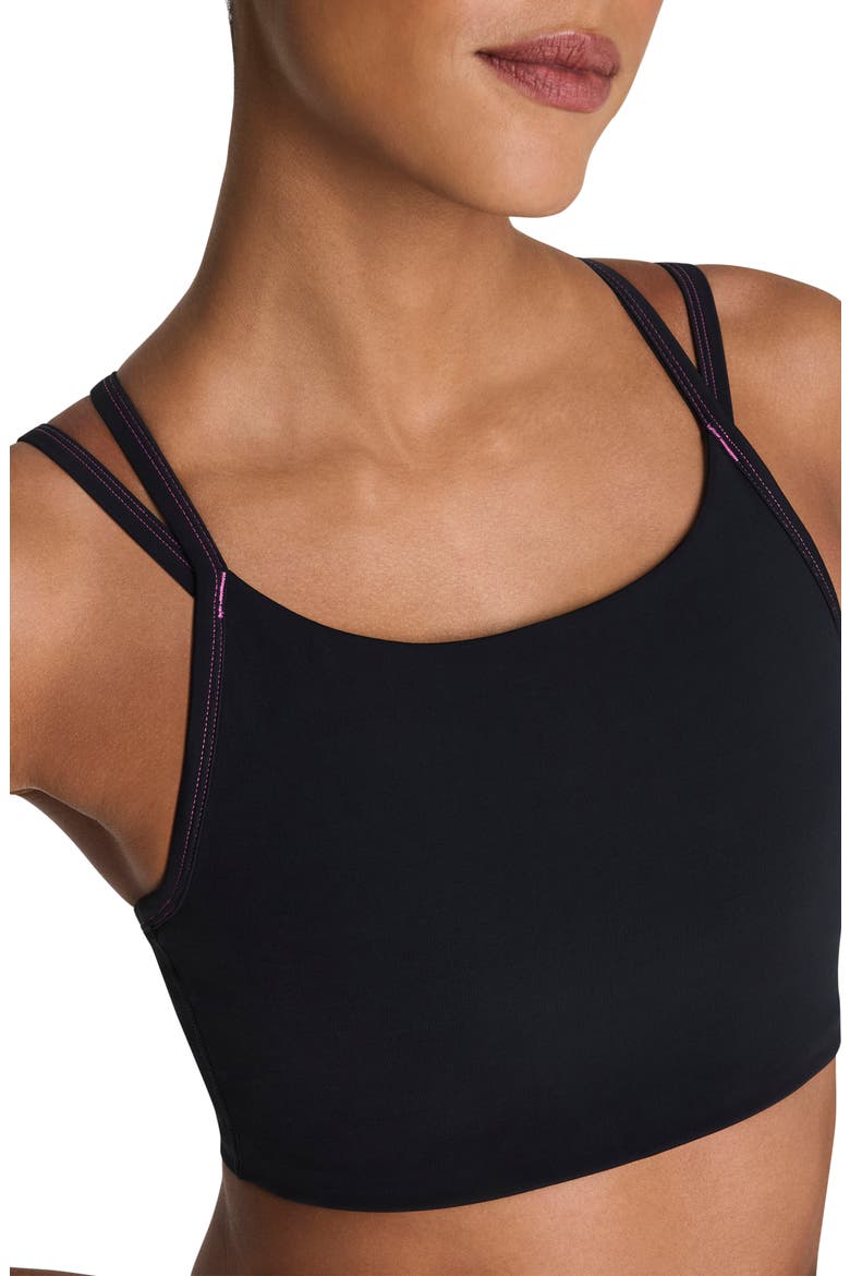 Keep Chill Faux Layer Sports Bra, Alternate, color, VERY BLACK