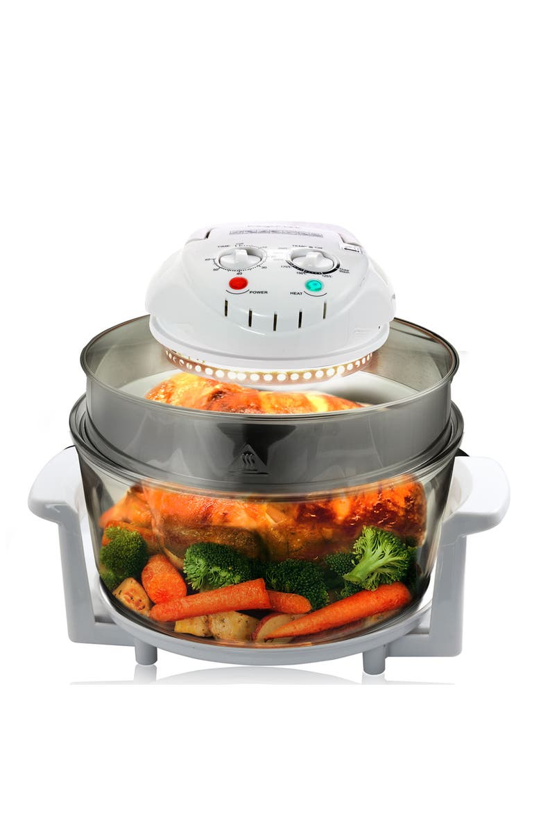 Megachef Multipurpose Countertop 14.25 Inch Halogen Oven Air Fryer/Rotisserie/Roaster in White, Main, color, White